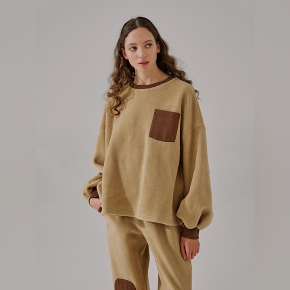 NAP Fleece Color-Block Set in Forest-Splice  Sweater & Joggers Size Small EUC - Picture 1 of 13